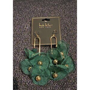 Nicole Miller New York Green Floral Drop Dangle Earrings
